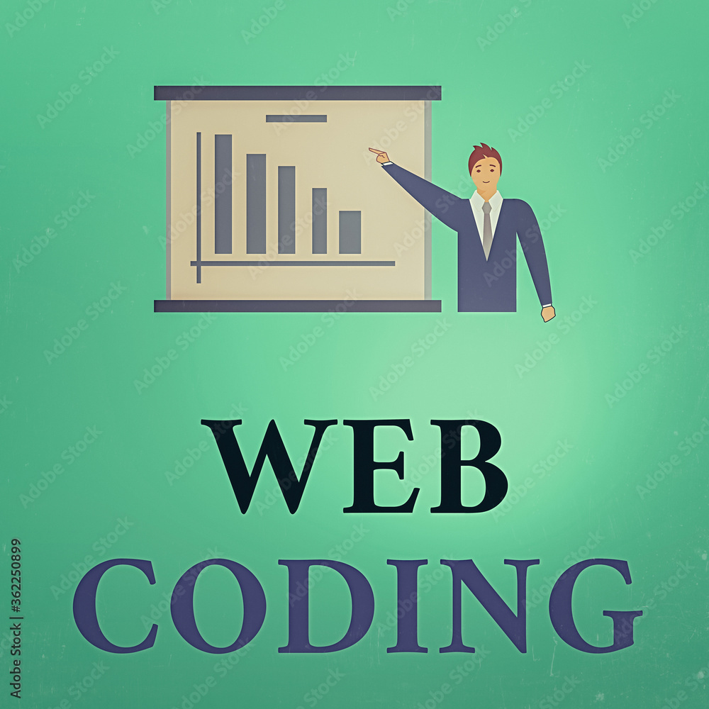  conceptual hand writing showing web coding. concept meaning a system of symbols and rules used to re