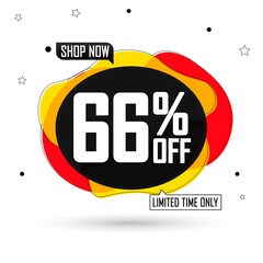Fototapeta premium Sale 66% off, bubble banner design template, discount tag, app icon, vector illustration