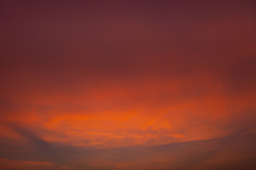 Beautiful sunset sky and orange cloud in twilight time.