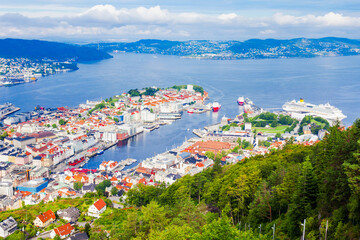 Fototapeta na wymiar Bergen aerial panoramic view