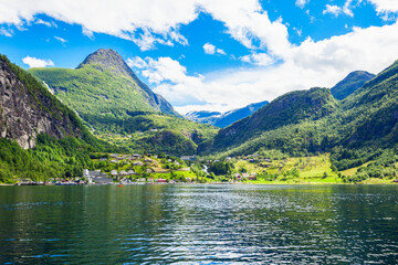 Fototapeta na wymiar Geiranger at Geirangerfjord, Norway