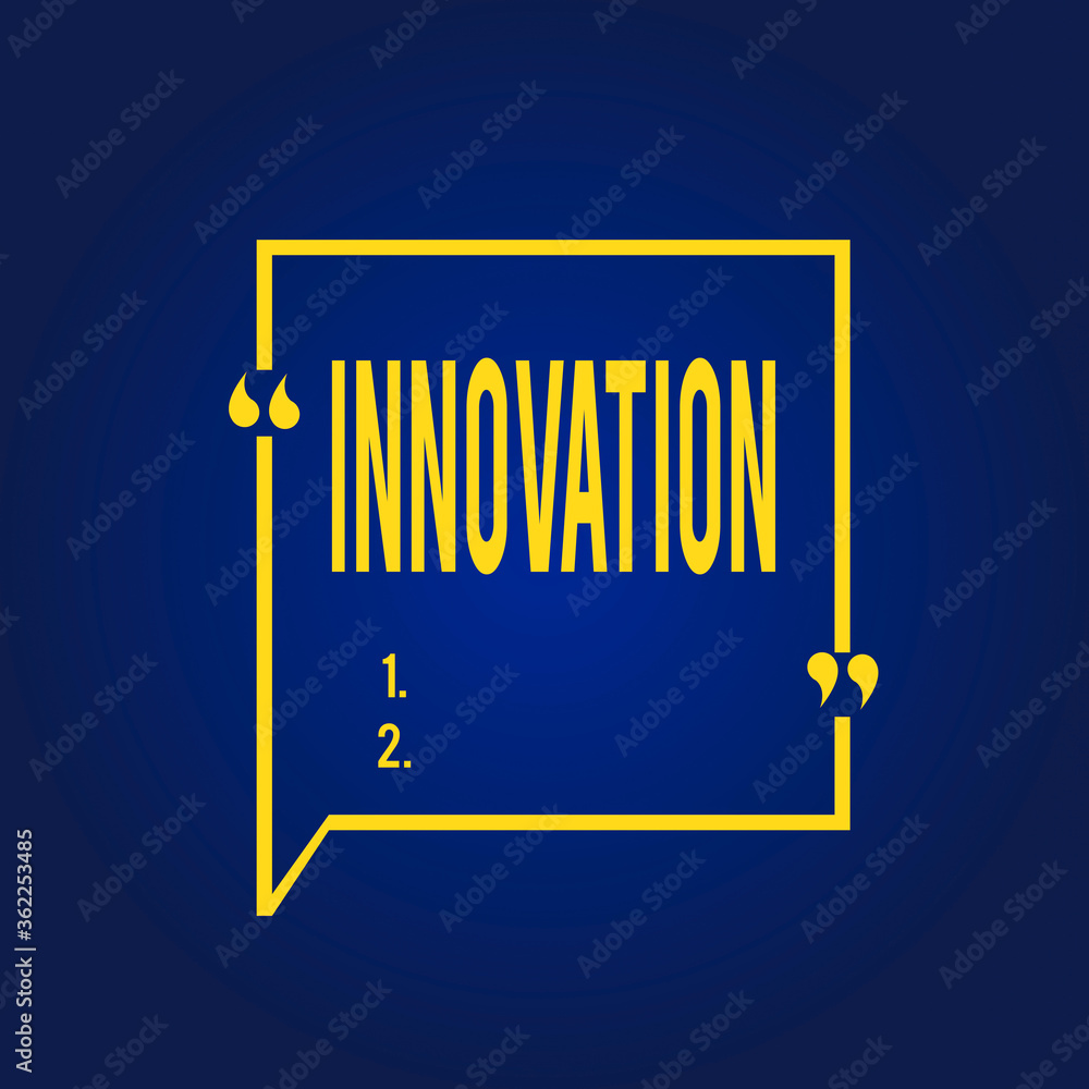 Poster text sign showing innovation. business photo text new idea creative ideas fresh imaginations in the 
