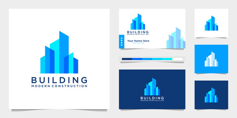 Fototapeta na wymiar design logos and building construction business cards, inspiring city building abstract logos modern.