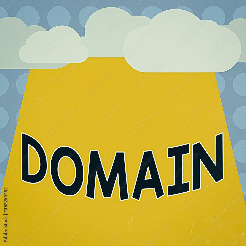 Poster conceptual hand writing showing domain. concept meaning identification string that defines a realm o