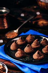 Homemade truffles with dark chocolate