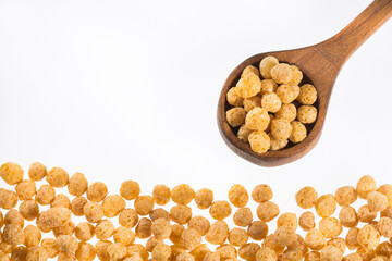 Chenopodium quinoa - Organic quinoa pop seeds. White background