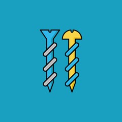 screw filled outline Icon. construction and tool vector illustration on color background