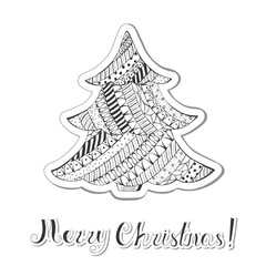 Patterned Grayscale Christmas Tree Made as Sticker
