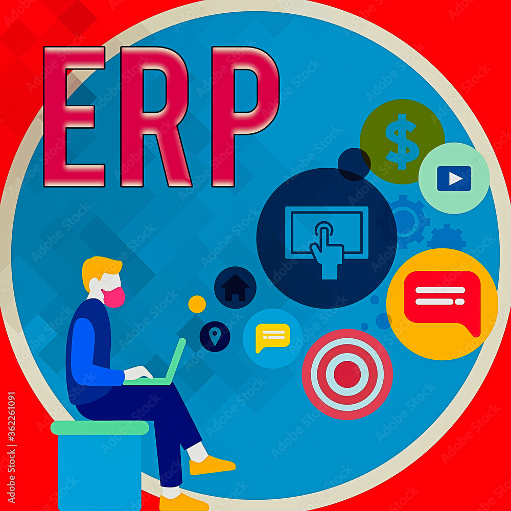Poster handwriting text writing erp. conceptual photo enterprise resource planning centralized database for