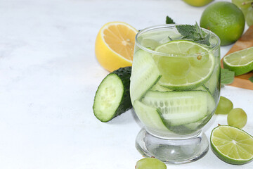 Vegetables, fruits and smoothies on a light background. The concept of healthy and natural food for weight loss, lifestyle, detox diet, 