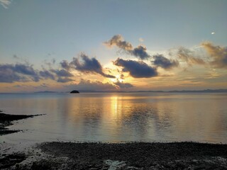 sunset over the lake