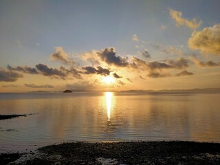 sunset over the river