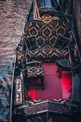 Interior of a gondola in Venice Italy © Alex Wolf 