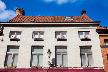 Traditional architecture of the historical Bruges town