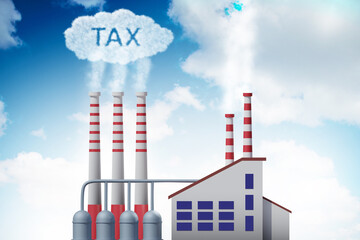 Plant in carbon tax and pollution concept - 3d rendering