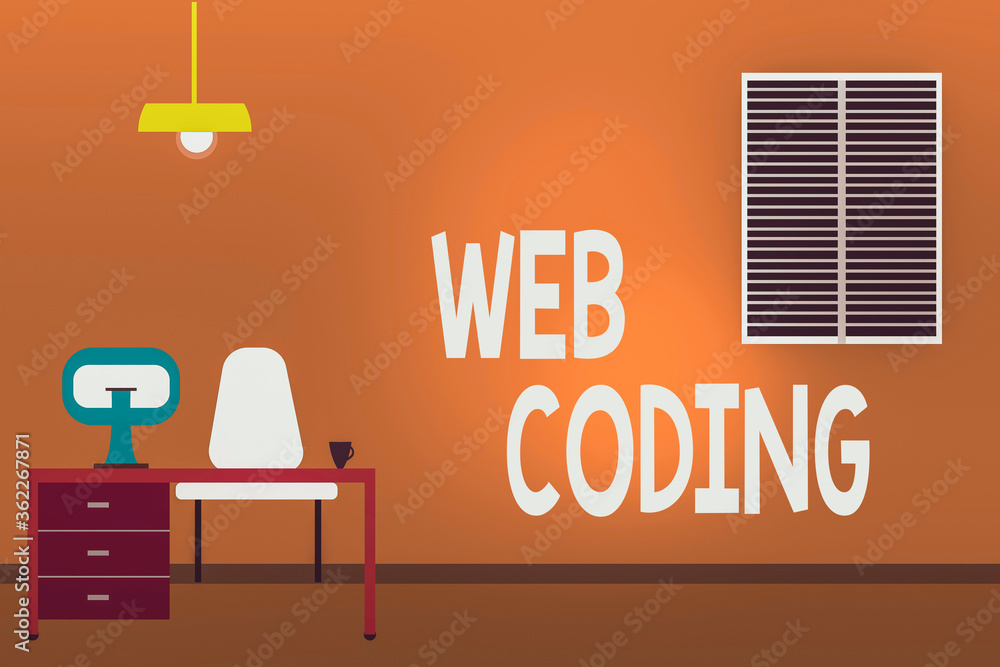 Poster word writing text web coding. business photo showcasing a system of symbols and rules used to repres