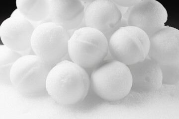 many snowballs on white snow background