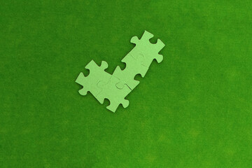 Jackdaw sign, marks of agreement from puzzles on a green background.