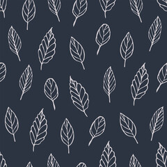 Seamless pattern with leaf. Vector hand drawn illustration.