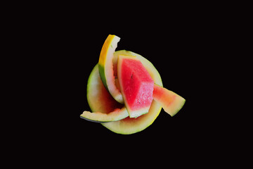 Fototapeta na wymiar sliced watermelon isolated on black background