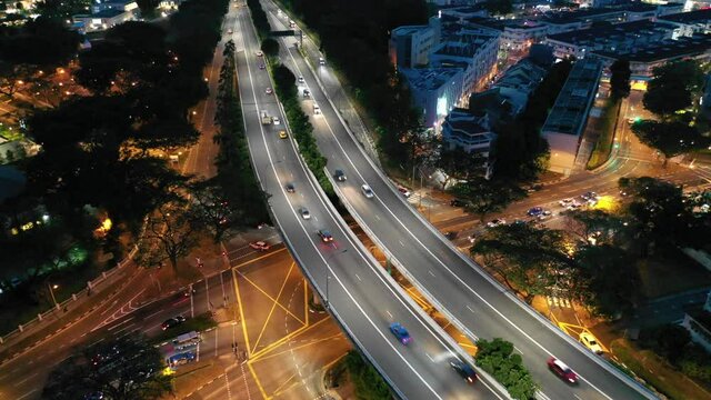 Mar 13/2019 4k video aerial late afternoon at Junction between Outram Road and CTE highway, Singapore
