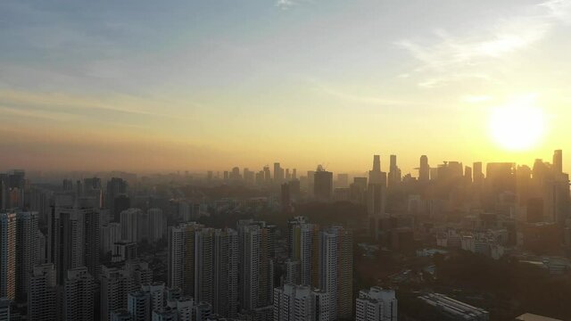 Apr 07/2019 4k aerial video of Singapore sunrise look from HDB Jalan Bukit Merah