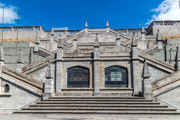 Fototapeta na wymiar Stairs near the Basilica del Voto Nacional Quito Ecuador 