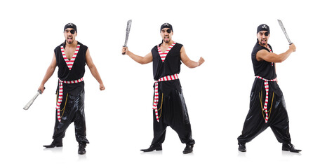 Fototapeta na wymiar Man in pirate costume in halloween concept