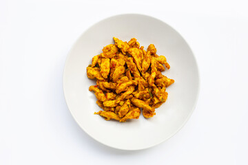 Chicken with yellow curry paste.