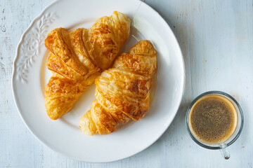 golden french croissants