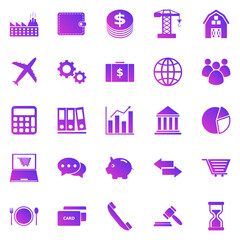 Economy gradient icons on white background