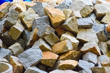 pile of rocks in gray, nature background, stones