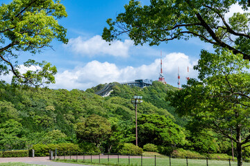 都市風景　長崎市　稲佐山公園から望む展望台