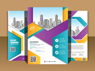 Brochure design, cover modern layout, annual report, poster, flyer in A4 with colorful geometric shapes for tech, science, market with light background