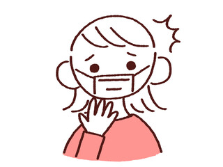 驚くマスク姿の若い女性