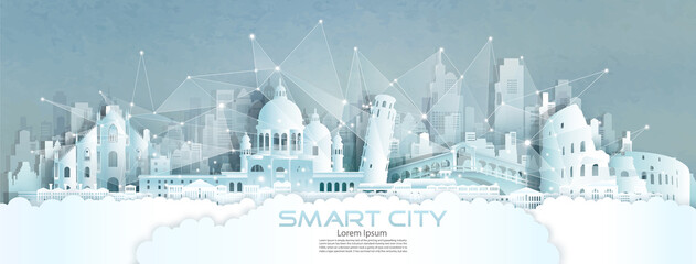 Technology wireless network communication smart city with architecture in England.