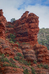 Sedona, Arizona: Eagle Rock, a red sandstone formation, after a summer rain storm in the Coconino National Forest.