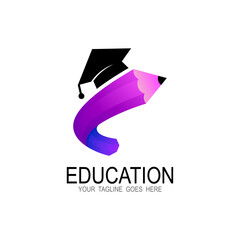 Student logo with a pencil,  Education concept vector, 