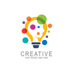 Fototapeta premium Bulb logo design , Charity icon with colorful logo, handshake