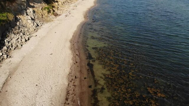 Beautiful beach in northern Germany, Schleswig-Holstein called Noer Beach on the Baltic Sea.
Drone films from top to bottom
Seaweed in the sea