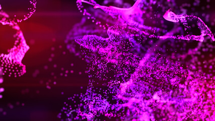 Fluid pink and purple particles flowing beautiful abstract background, Liquid and light with depth of field.