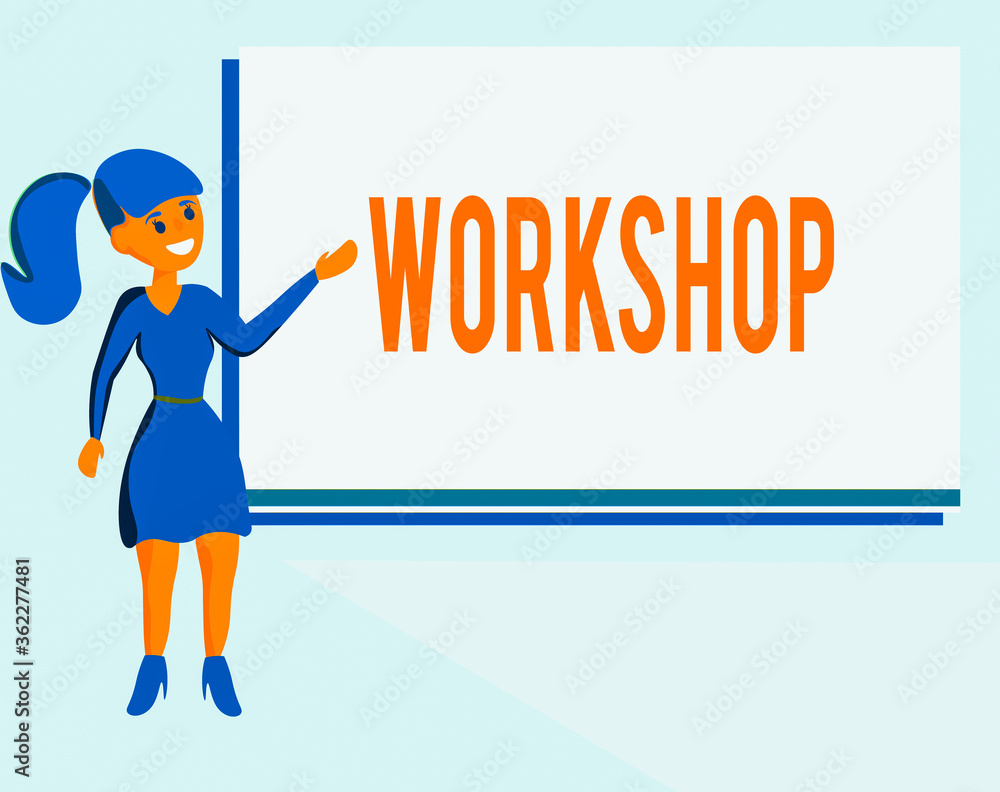 Poster text sign showing workshop. business photo text space or a building where the goods are produced or 