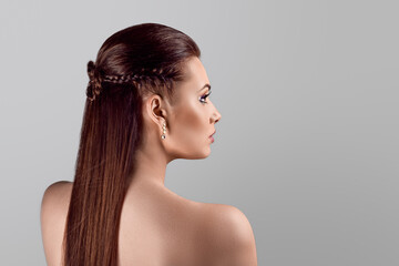 Closeup portrait of beautiful sensual naked woman with perfect make-up