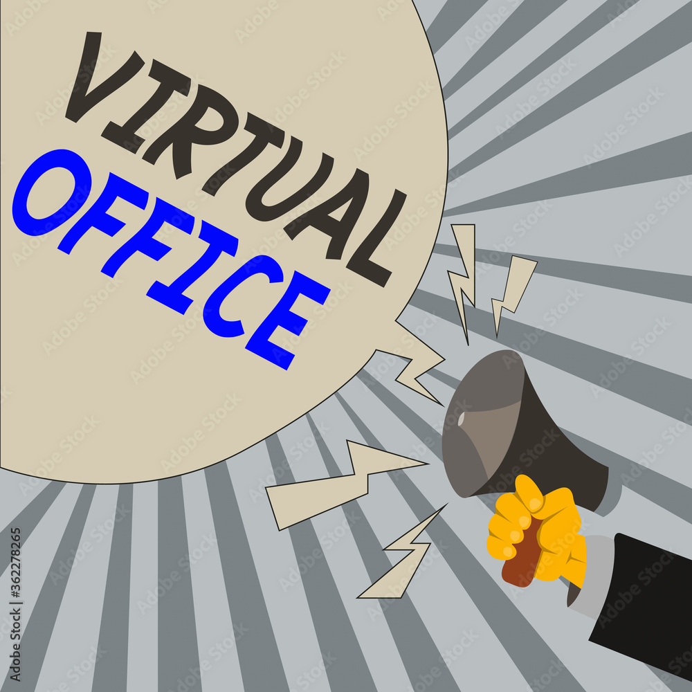Poster writing note showing virtual office. business concept for operational domain of any business or orga