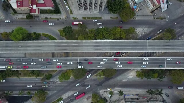 zenith view of road junction in Guadalajara, Guadalupe and Lazaro Cardenas streets