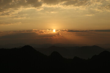 Beautiful landscape in the mountains at sunrise, Traveling concept background.