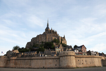 Amazing views of Mont St Michael in France on dusk