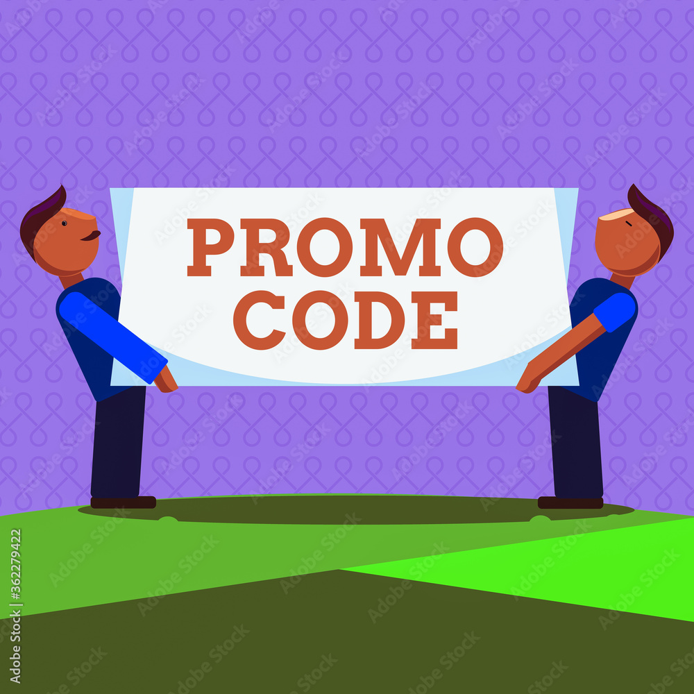 Poster word writing text promo code. business photo showcasing letters or numbers that allows getting a dis