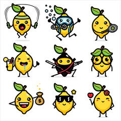 design vector set of cute lemons