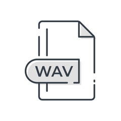 WAV File Format Icon. WAV extension line icon.